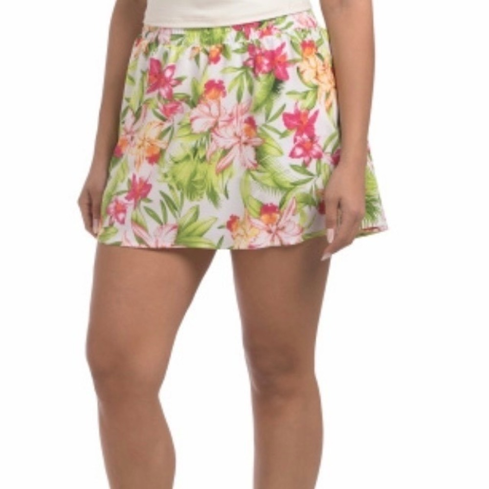 Tommy‎ Bahama Everyday Active Floral Paneled Skort White Pink Green Large NEW